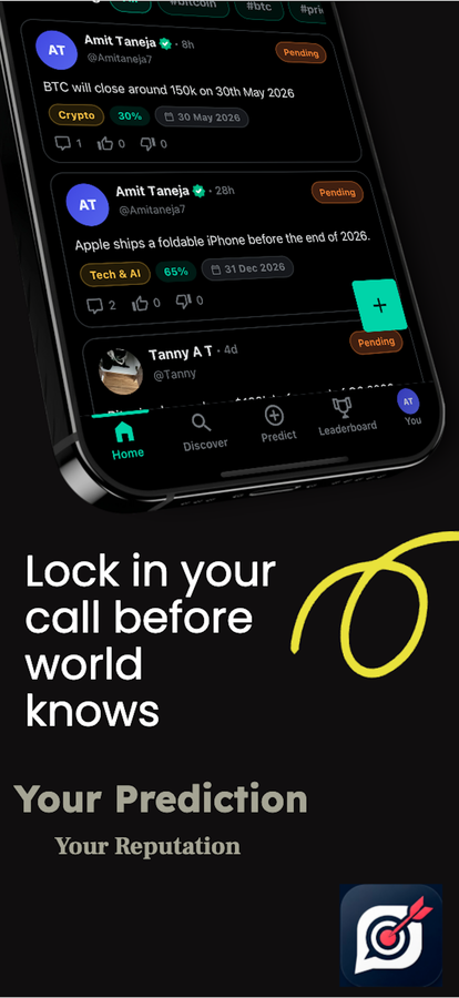 TellShots home feed. Lock in your call before the world knows.